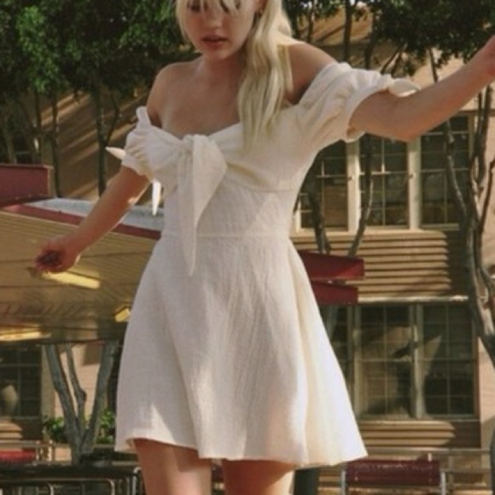 Le Rumi Women S White Linen Cotton Tie Front Norah A-Line Mini Dress NWT